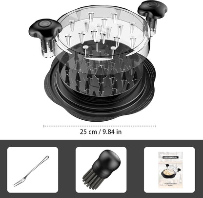 Chicken Shredder Tool Twist Large Meat Shredder with Brush&Fork, Black