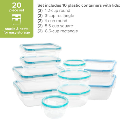 Snapware Plastic Total Solutions (5-Pack, 3 Cup) Food Storage Containers Set, Airtight & Leakproof Plastic Locking BPA-Free Lids Tupperware, Freezer Dishwasher Microwave Safe