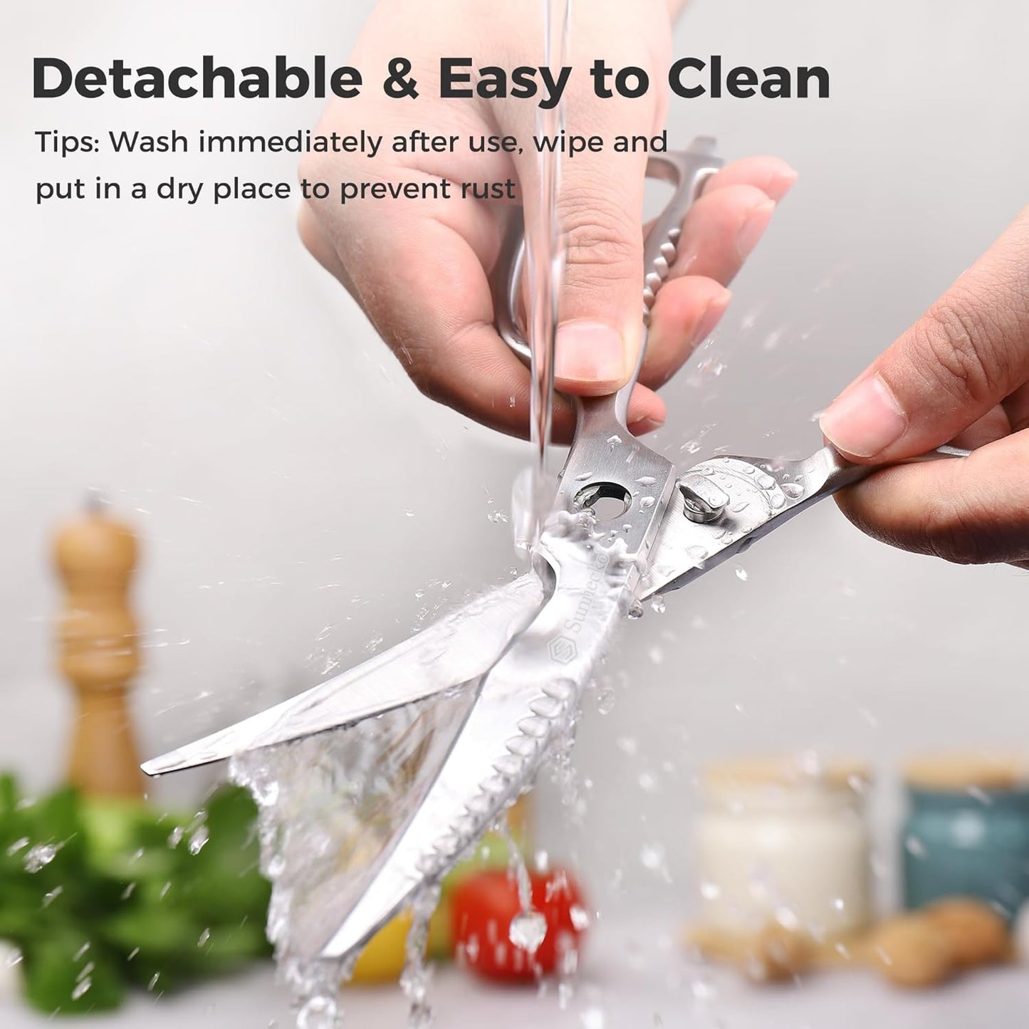 Sunnecko Heavy Duty Kitchen Scissors - Stainless Steel Kitchen Shears, Ultra Sharp Micro Serrated Poultry Shears, Cooking Scissors for Meat, Dishwasher Safe