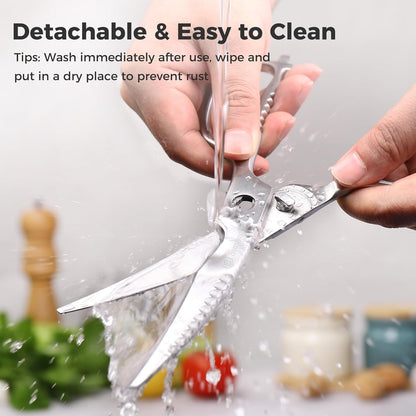 Sunnecko Heavy Duty Kitchen Scissors - Stainless Steel Kitchen Shears, Ultra Sharp Micro Serrated Poultry Shears, Cooking Scissors for Meat, Dishwasher Safe