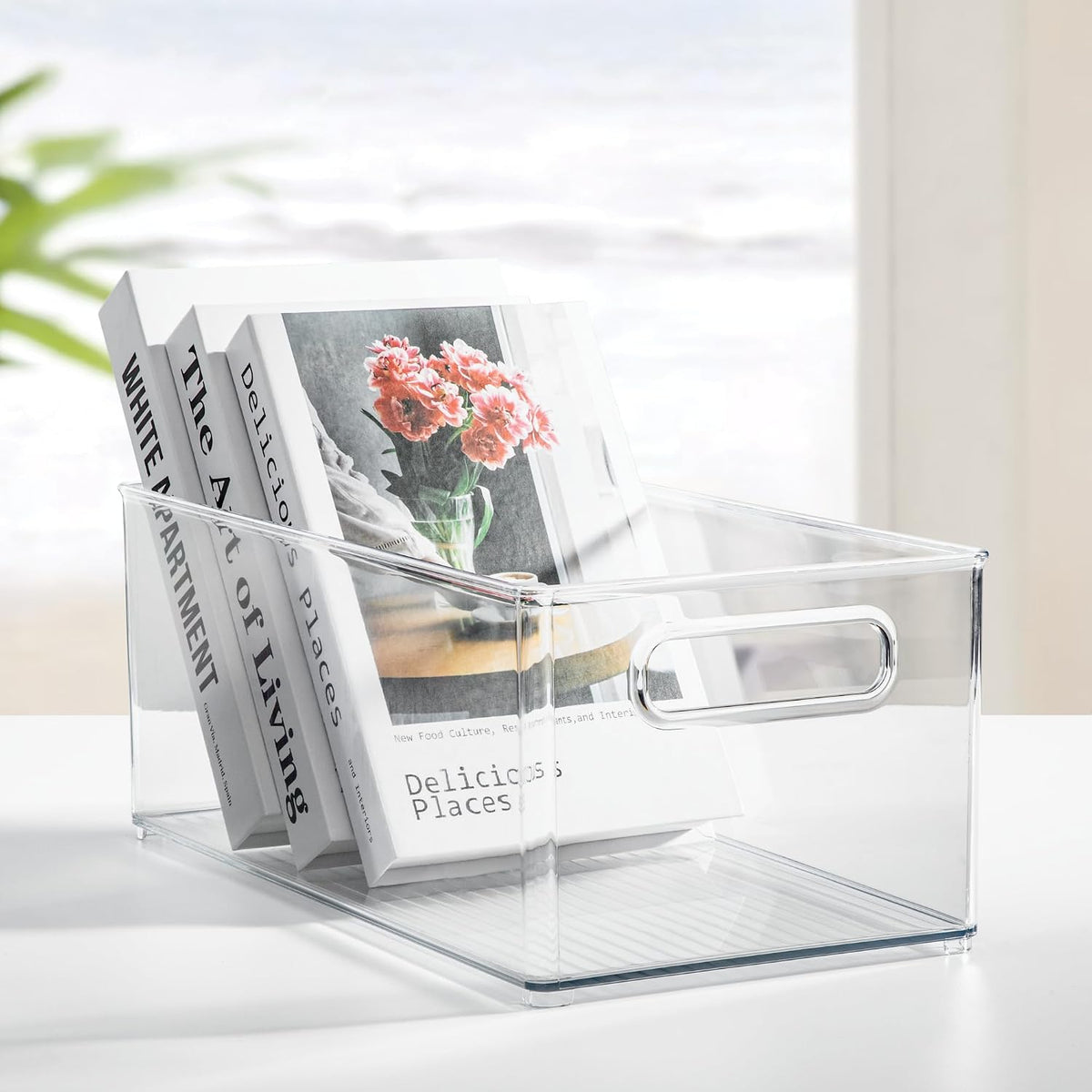 iDesign Stackable Fridge Bin, Set of 4, Clear | Kitchen Storage Bin, For Pantry, Cabinets, or Fridge