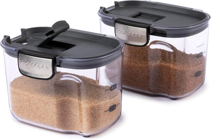 Progressive International ProKeeper+ Clear Plastic Airtight Food Baker's Kitchen Storage Organization Container Canister Set with Magnetic Accessories, 2- Piece Set (Grain 2.5-Quart)