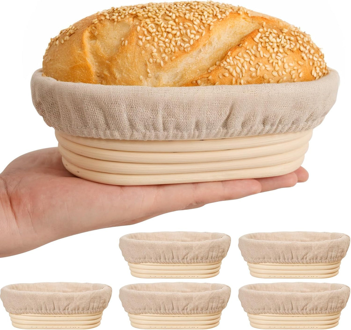 Kikcoin Banneton Bread Proofing Basket, 5 Inch Mini Banneton Basket