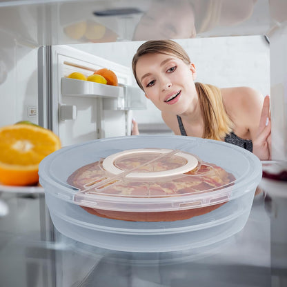 Pizza Storage Container Set, Reusable Pizza Container for Leftover Pizza, Pie Carrier with Lid and Handle, Pie Storage Container & Pie Holder(2/3 Pack + Egg Tray) (2 containers with egg tray)
