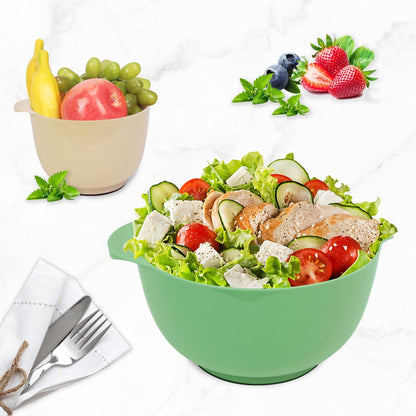 BoxedHome Nesting Plastic Mixing Bowl Set With Pour Spout, Microwave and Dishwasher Safe, BPA free Non-Slip Base, Set of 4 Size 1.7, 2.5, 3.5 and 4.5qt, Great for Prepping, Baking, Cooking (Dark Blue)