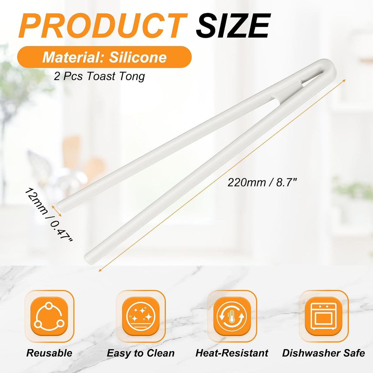 uxcell 8.7" Silicone Toast Tongs, 2Pcs Kitchen Tong Heat Resistant Kitchen Utensil for Cooking Toaster Salad Food BBQ Pan Bacon Fried Steak, Light Green