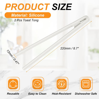 uxcell 8.7" Silicone Toast Tongs, 2Pcs Kitchen Tong Heat Resistant Kitchen Utensil for Cooking Toaster Salad Food BBQ Pan Bacon Fried Steak, Light Green