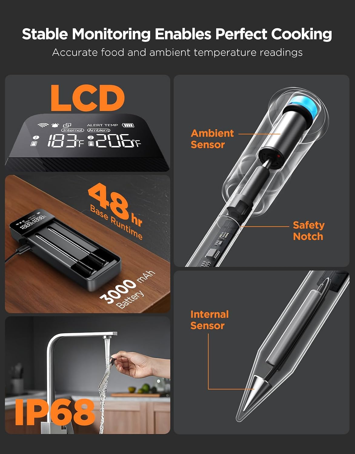 GoveeLife Smart Wireless Meat Thermometer Digital 2 Probes with App Alarm