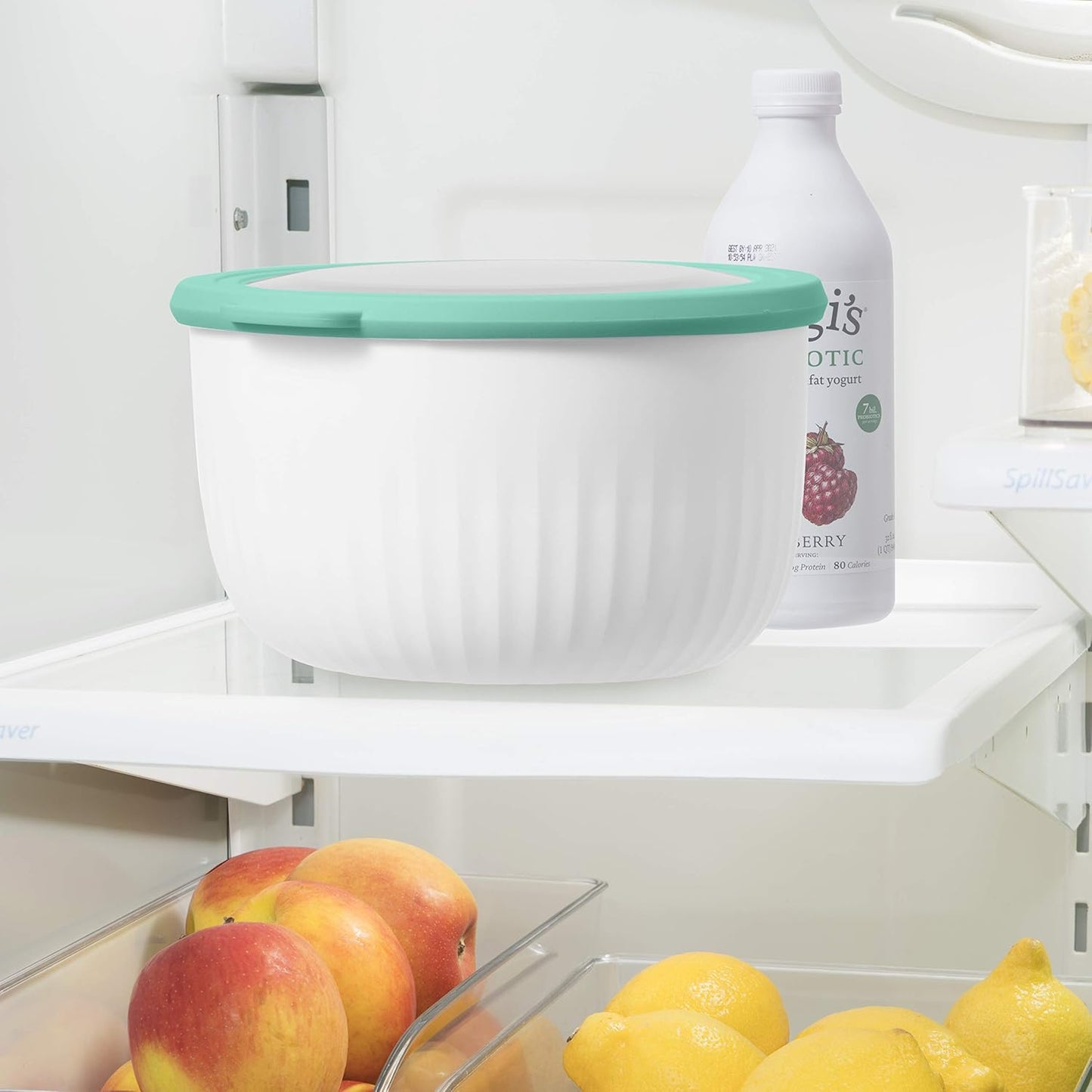 Oggi Prep, Store & Serve Plastic Bowl w/See-Thru Lid- Dishwasher, Microwave & Freezer Safe, (4 qt) Lt Gray w/Dk Gray Lid