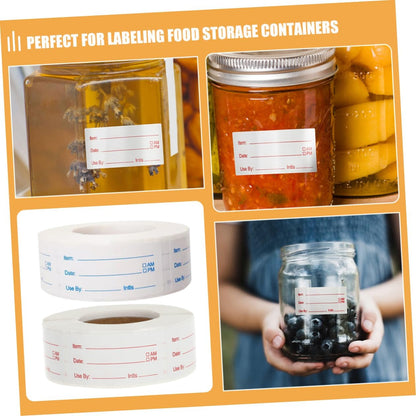 Ipetboom 2Rolls Food Storage Labels Date Stickers for Containers Easy to Use Food Labels for Meal Prep and Refrigerator Organization Plated for Jars