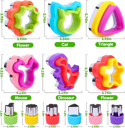 32PCS Sandwich Cutter and Sealer Set Sandwich Cutter for Kids, Vegetable Fruit Cutter Shapes with Food Picks for Kids School Lunch Bento Box Accessories Cookie Cutters
