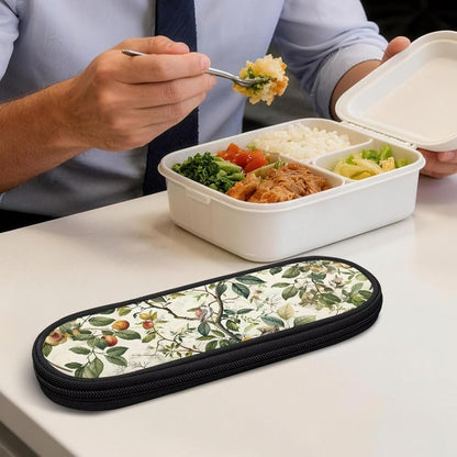 Travel Cutlery Set with Case for Kids Portable Utensil Case Reusable Silverware Pouch for School Travel Lunch Capybara Flower