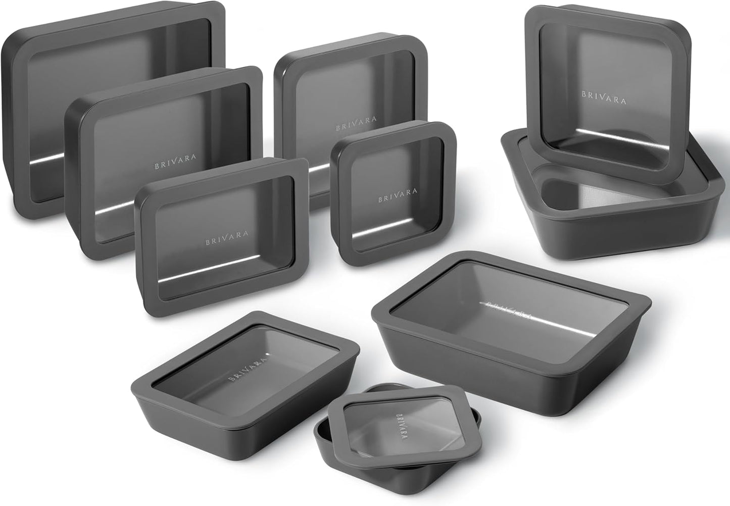 Ceramic Coated Glass Food Storage Container | No PTFE, PFOA, PFAS, and BPA | Reusable Non Toxic Meal Prep Container with Glass Lid | Easy To Store | 3 Cup Rectangle [Onyx]