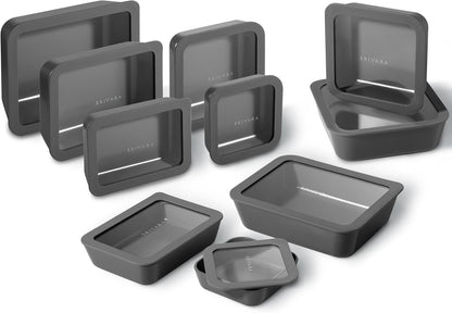 Ceramic Coated Glass Food Storage Container | No PTFE, PFOA, PFAS, and BPA | Reusable Non Toxic Meal Prep Container with Glass Lid | Easy To Store | 3 Cup Rectangle [Onyx]