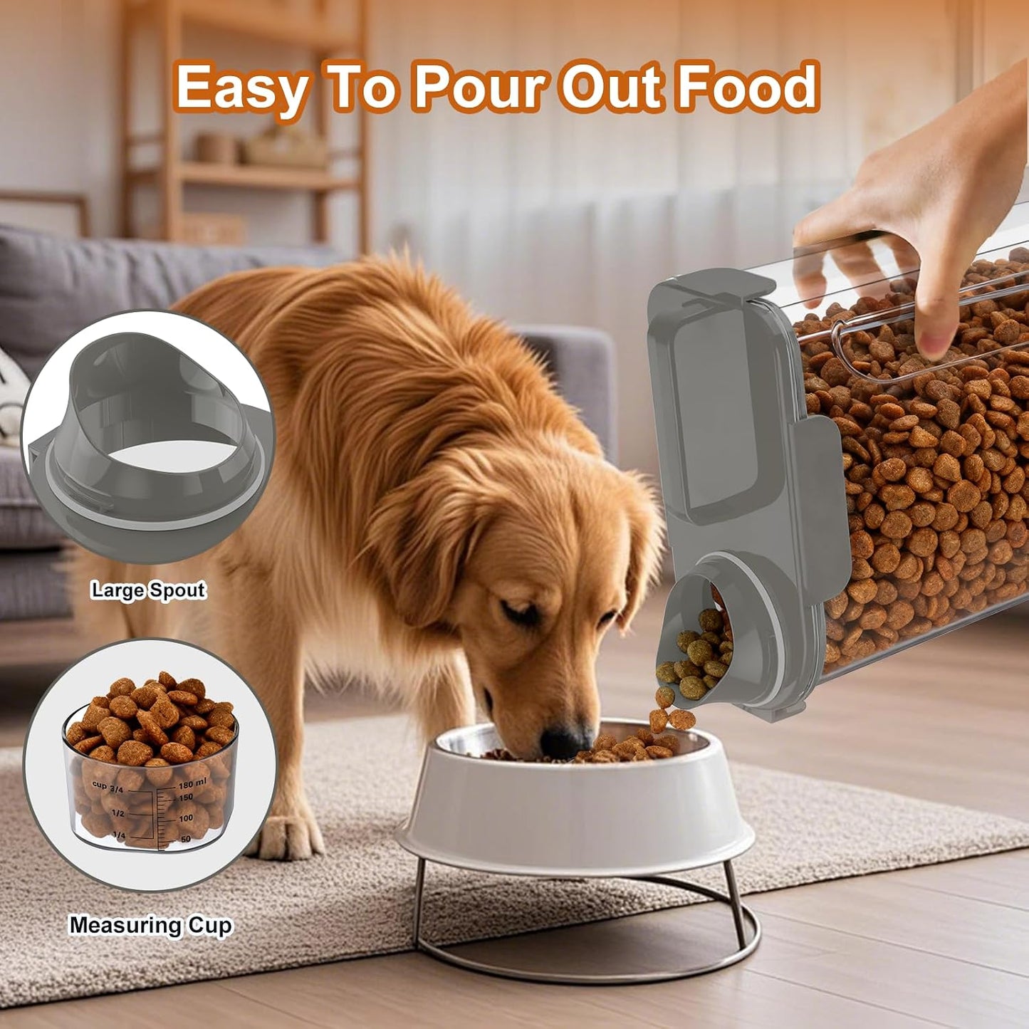 Uppetly Dog Cat Food Storage Container, 5-7Lbs Pet Food Containers, Airtight Cat Food Container with Portable Handle & Measuring Cup, Small Animal Dry Food Dispenser for Dogs, Cats and Birds Green