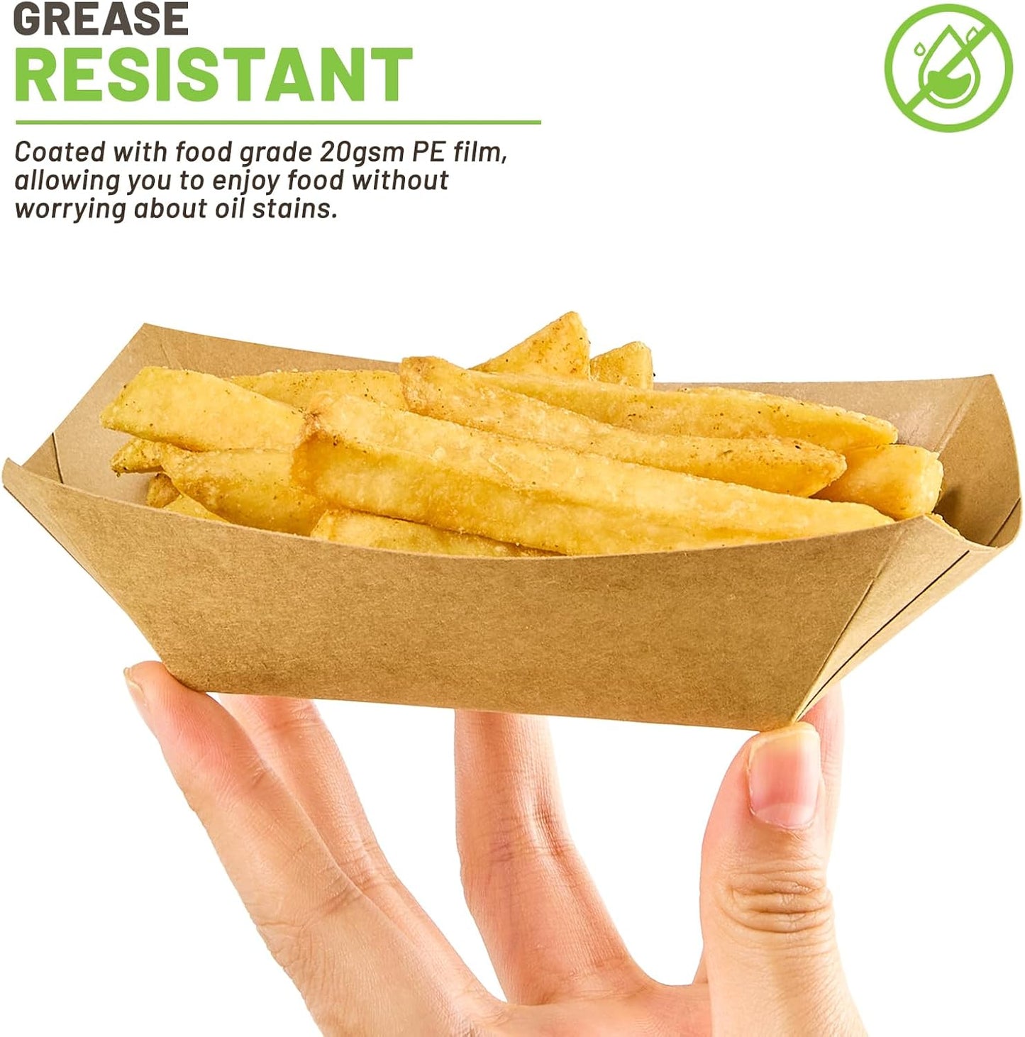 ZORRITA 2 Lb Paper Food Trays - 100 Pack Disposable Nacho Trays Brown Food Boats Take Out Basket Holders for Serving Party Snacks Hot Dogs Tacos Fries