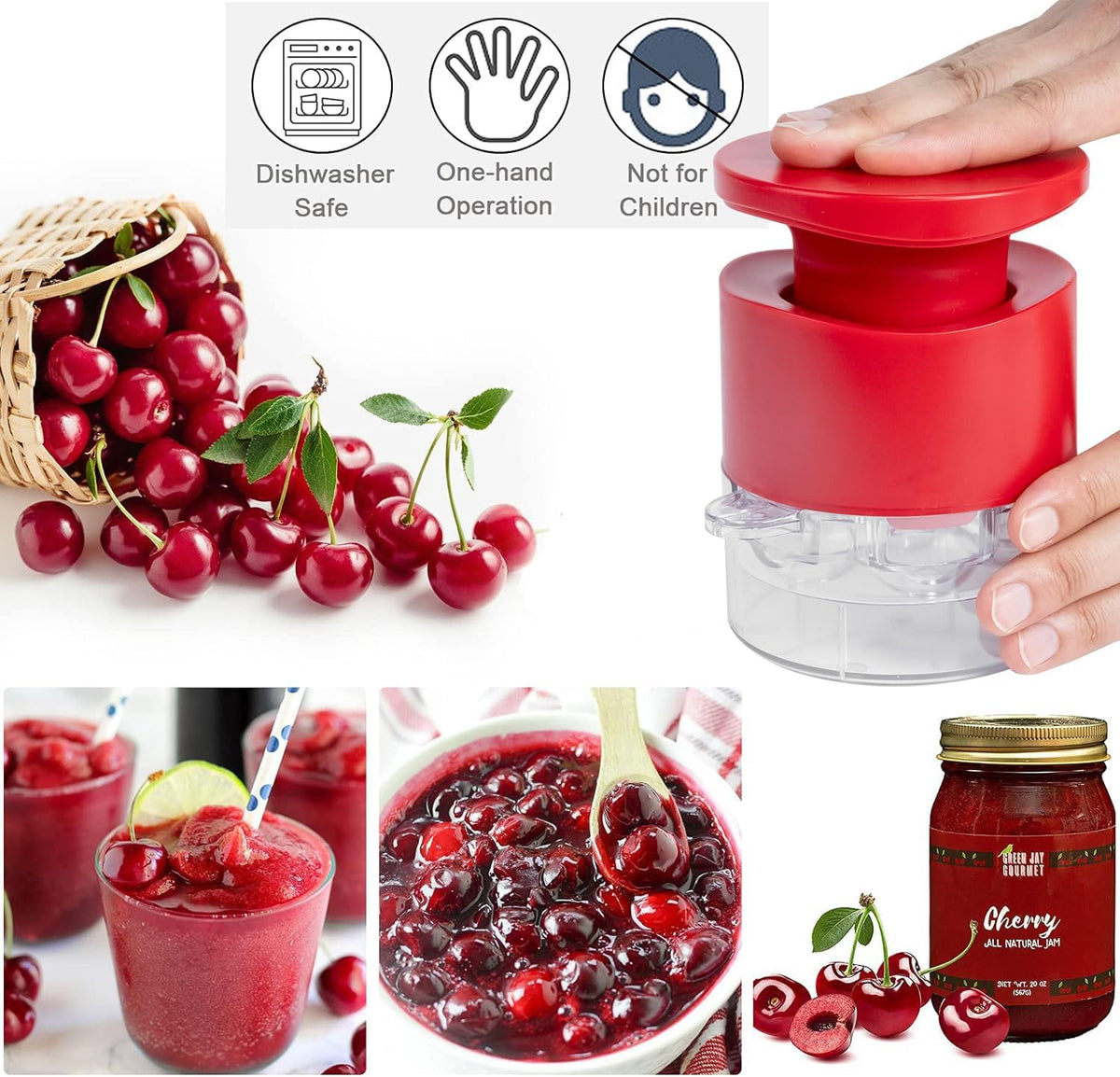 Cherry Pitter Tool,Cherry Pitter Cherry Stone Remover Tool for Making Cherry Jam Cherries Corer Pitter Tool，Cherry Pitter Olive Pitter with Space-Saving Lock Design, Black