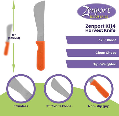 Zenport Crop Harvest Knife, Lettuce Trimmer, 7.25-Inch Blade