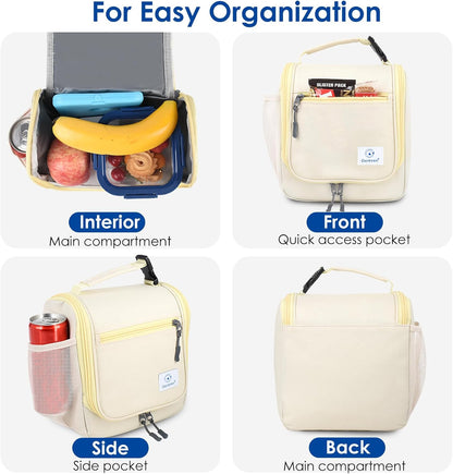 Genteen Kids Lunch Box, Insulated Lunch Bag for Kids, Toddler, Girl, and Boy; Holds Lunch Box, Water Bottle, & Snacks; Easy-Clean Water-Resistant Fabric & Multiple Zippered Pockets (Yellow Blue)