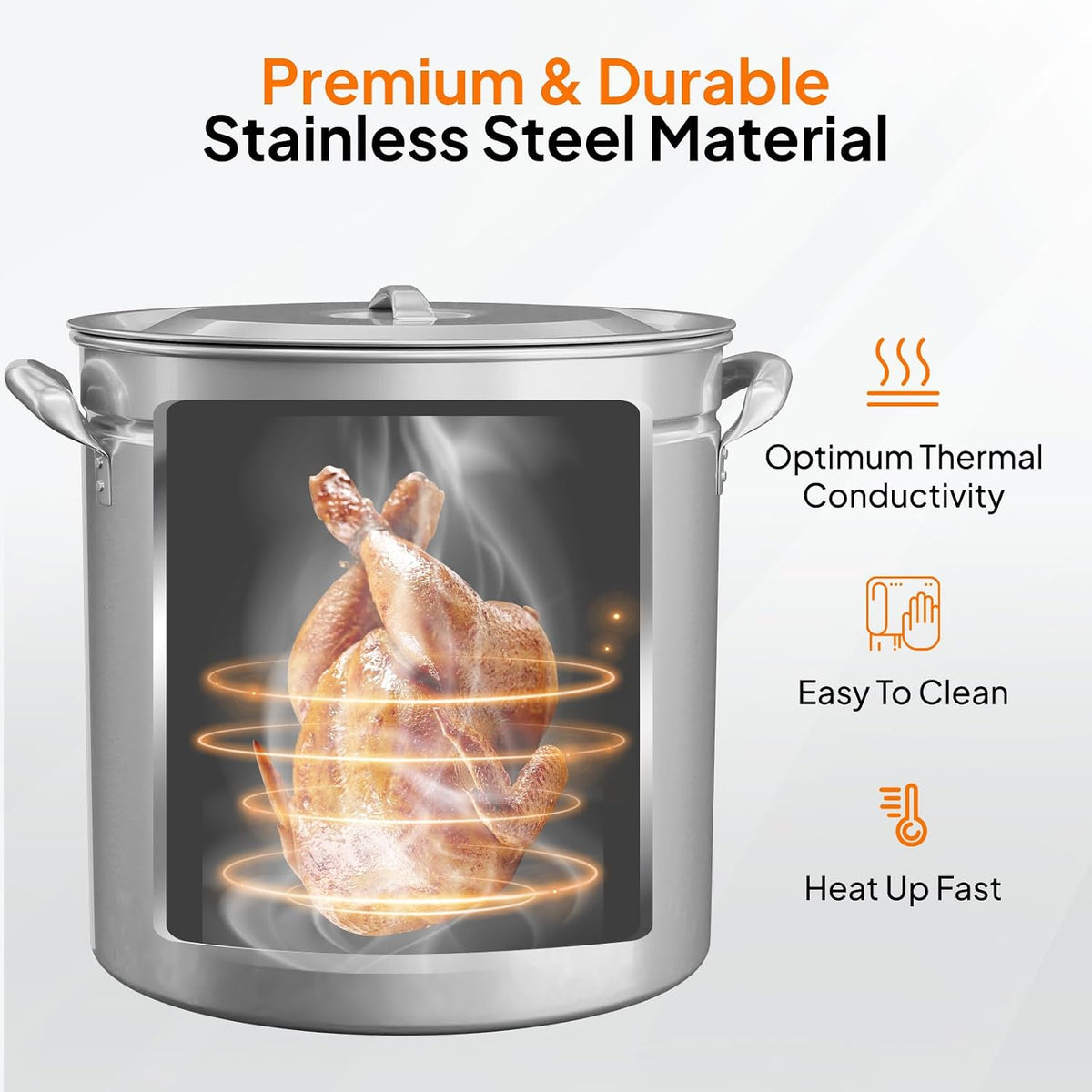 Bonnlo 30QT Aluminum Stock Pot for Boiling Seafood, Crawfish & Crab, Frying Turkey & Steaming Tamales, Large Boil Pot with Strainer Basket, Lid, Lifting Hook & Steamer Rack for Outdoor Cooking