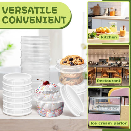 10 Pack 4oz Reusable Small Plastic Containers with Screw Lids, Small Food Storage Freezer Containers, Stackable Food Storage Jars, Sauce Condiment Jars Lunch Box Accessories