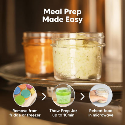 KeaBabies 12pk 4oz Glass Baby Food Containers with Lids - Leak-Proof, Microwavable Small Glass Jars, Baby Purees & Toddler Snack Storage Containers, BPA-Free, Dishwasher & Freezer Safe (Musk Dusk)