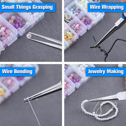 SPEEDWOX Long Reach Bent Needle Nose Pliers With Smooth Jaw Angled Needle Nose Pliers For Jewelry Making Fish Bone Pliers Tweezers Bent Chain Nose Pliers For Wire Bending And Small Object Gripping