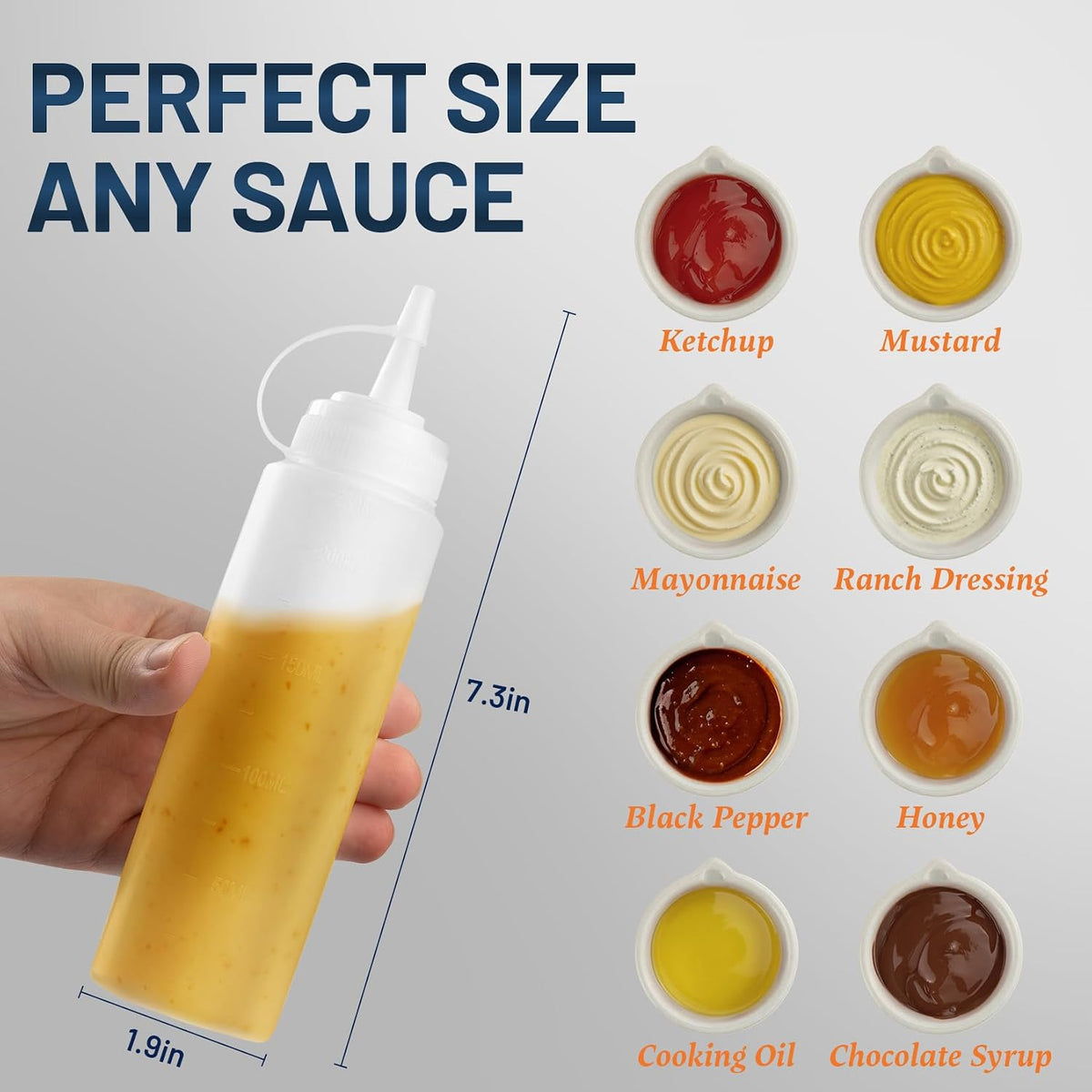 8oz Squeeze Bottles, Sauce Bottles, Squirt Bottle, Salad Dressing Bottle