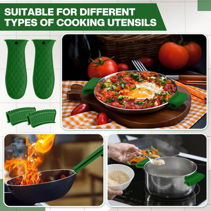 Patelai 8Pcs Silicone Cast Iron Handle Cover,Black
