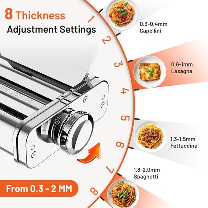 HOZODO 3-in-1 Pasta Attachment for KitchenAid Stand Mixer, Stainless Steel