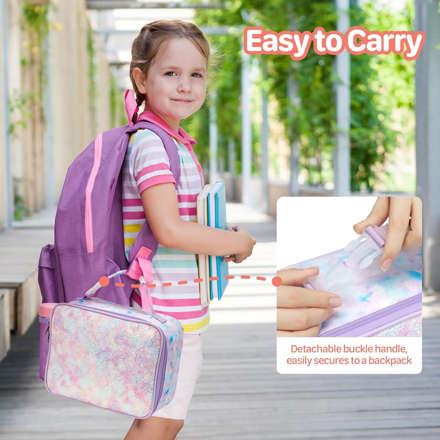 Kids Lunch Bag Boys - Insulated Kids Lunch Box Reusable Lunchbox with Water Bottle Holder Toddler Lunch Tote Bag for School Daycare, Black Dino Fossil