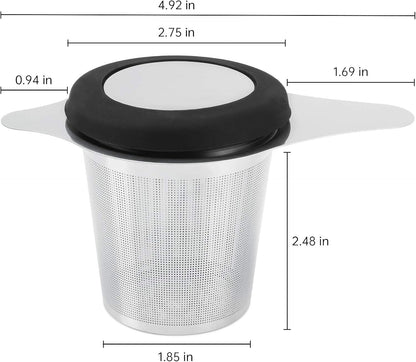 Tea Infuser Basket Stainless Steel Tea Strainer Tea Filter With Small Strainer And Lid Tea Diffuser For Loose Leaf Tea Superior Brewing Experience (One pack silver)