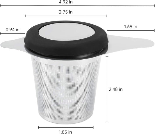 Tea Infuser Basket Stainless Steel Tea Strainer Tea Filter With Small Strainer And Lid Tea Diffuser For Loose Leaf Tea Superior Brewing Experience (One pack silver)