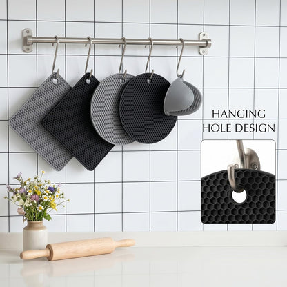 12 Pack Silicone Oven Mitts and Pot Holders Sets Non Slip Mini Oven Gloves Heat Resistant Extra Long Trivet Pads Cooking Gloves with Soft Cotton Lining for Kitchen Counter Table Placemats