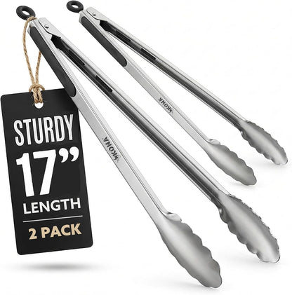 Kona 17-in Stainless Steel Locking Grill Tongs, Heavy-Duty, Set of 2