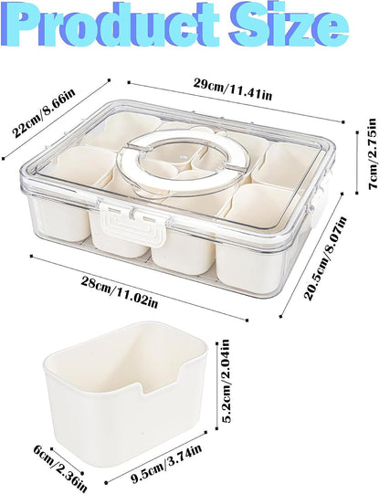 1Pack Divided Serving Tray with Lid and Handle Snack Tray with Lid Picnic Charcuterie Fruit Tray Candy Container Picnic Charcuterie Travel Box for Snacks (1)