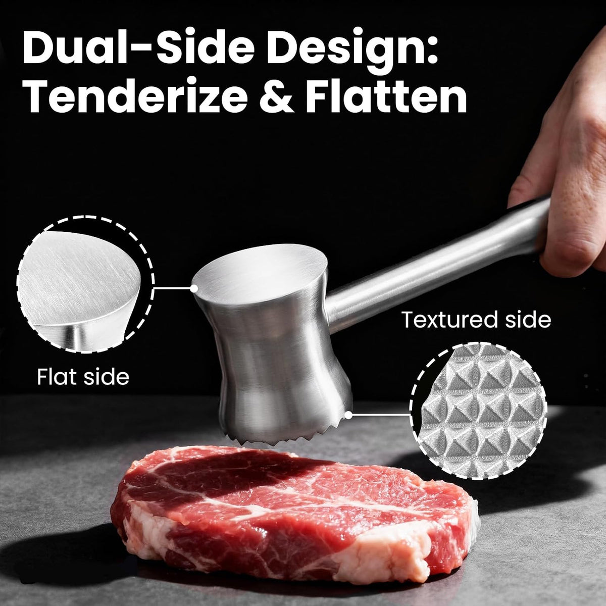 304 Stainless Steel Meat Tenderizer Mallet, Well-balanced Chicken Pounder