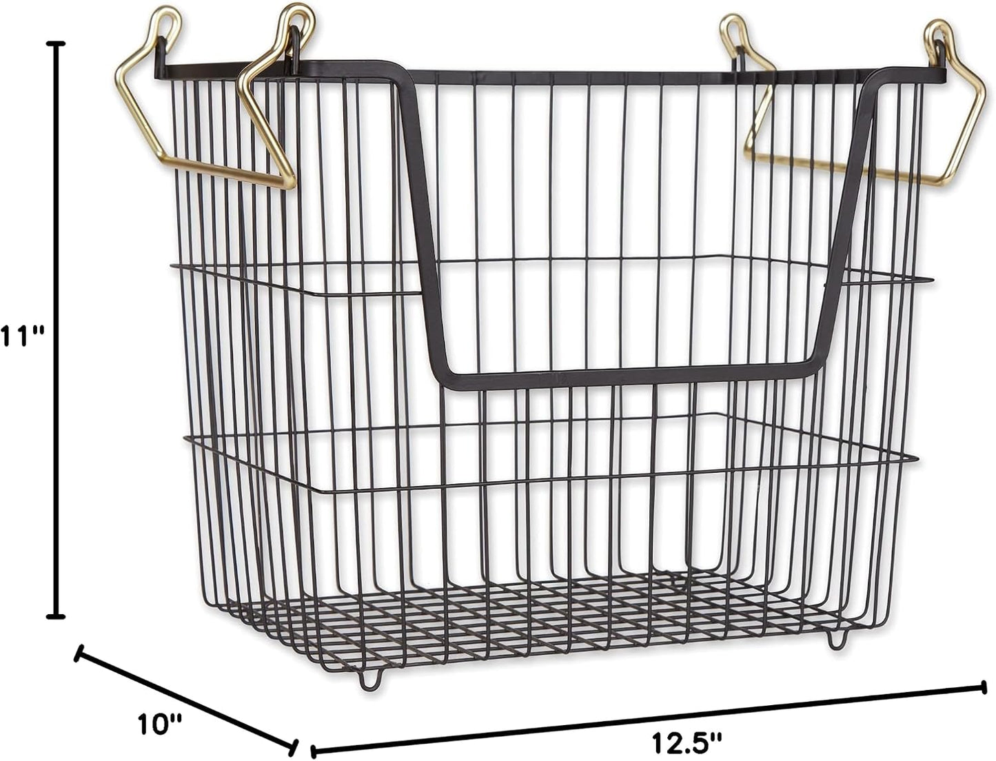 DII Metal Wire Mesh Stackable Utility Storage Bin, Small Round, 12x12x10", Bronze