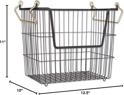 DII Metal Wire Mesh Stackable Utility Storage Bin, Small Round, 12x12x10", Bronze