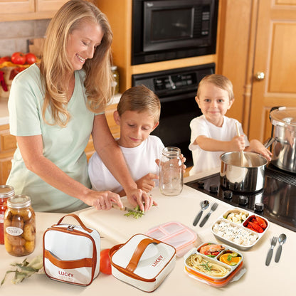stainless steel lunch box for kids with lids & Spoon Fork & Insulated Bag, Leak-Proof 3 Compartment Food Containers, Food-Grade 304 Stainless Steel, Ideal for Home, Travel (Transparent black)
