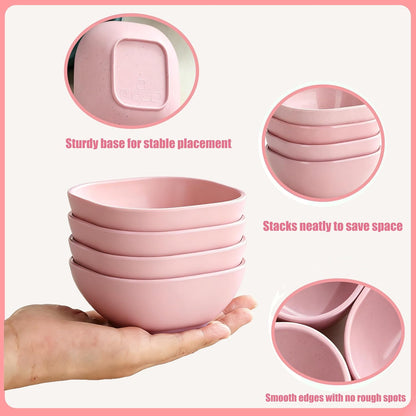 4 Piece Dipping Bowls Set, Small Spice Bowls for Sauce, Soy Sauce Dishes for Sushi, Dessert & Snack Portion Control, Dishwasher Safe Prep Bowls for BBQ Baking, 60ml (2 oz), PP Plastic, Pink
