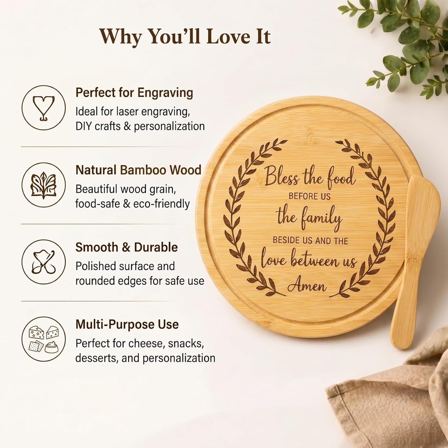 Nuenen 50 Pcs Mini Wooden Charcuterie Board Bulk, Small Wood Cutting Board for Crafts Laser Engraving with Knives Organza Bags Wedding Baby Shower Favors Gift (Square,Bamboo Color)