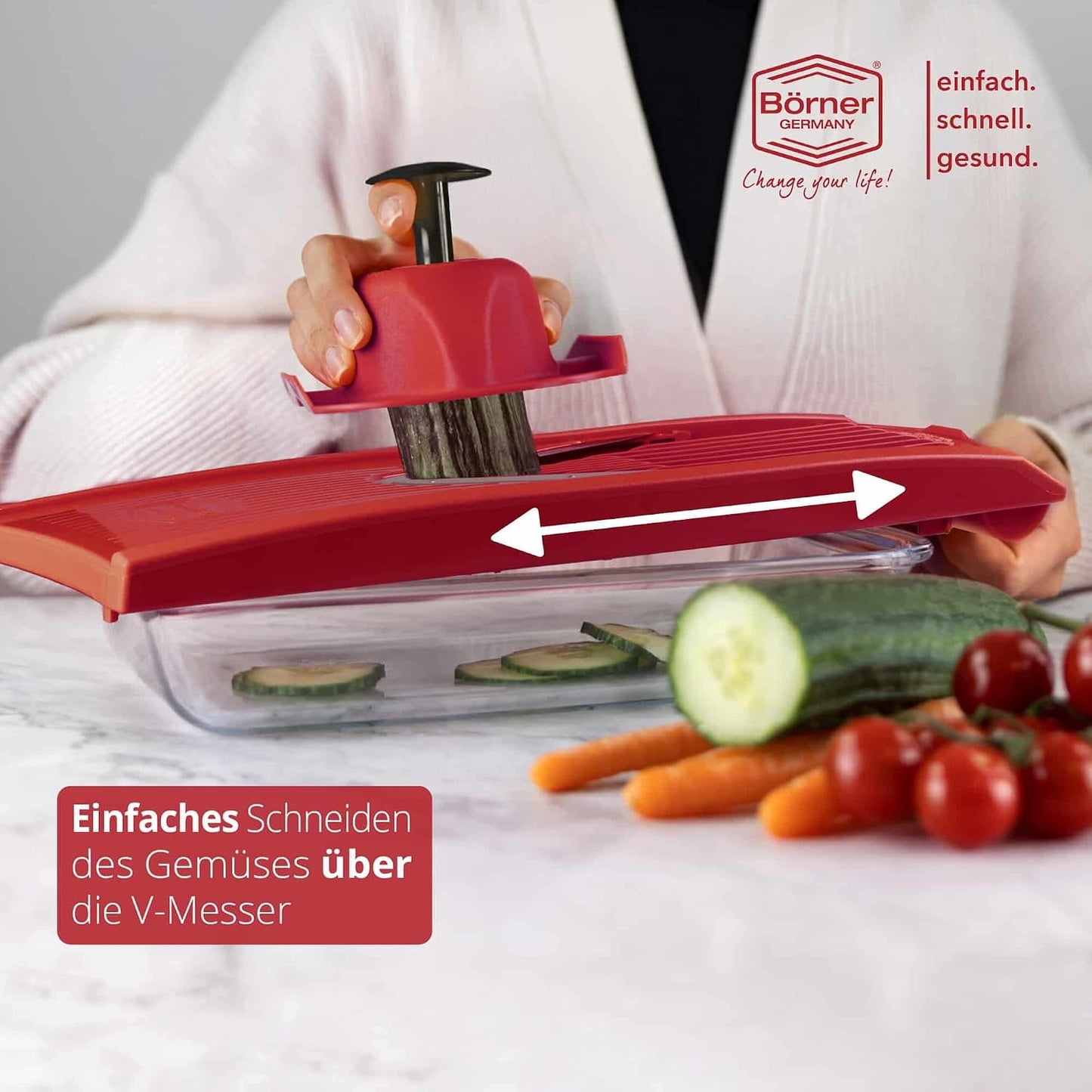 BORNER V Mandoline Slicer Kitchen V1 ClassicLine Starter Set | Vegetable Grater Börner - Quality Made in Germany, Color:White