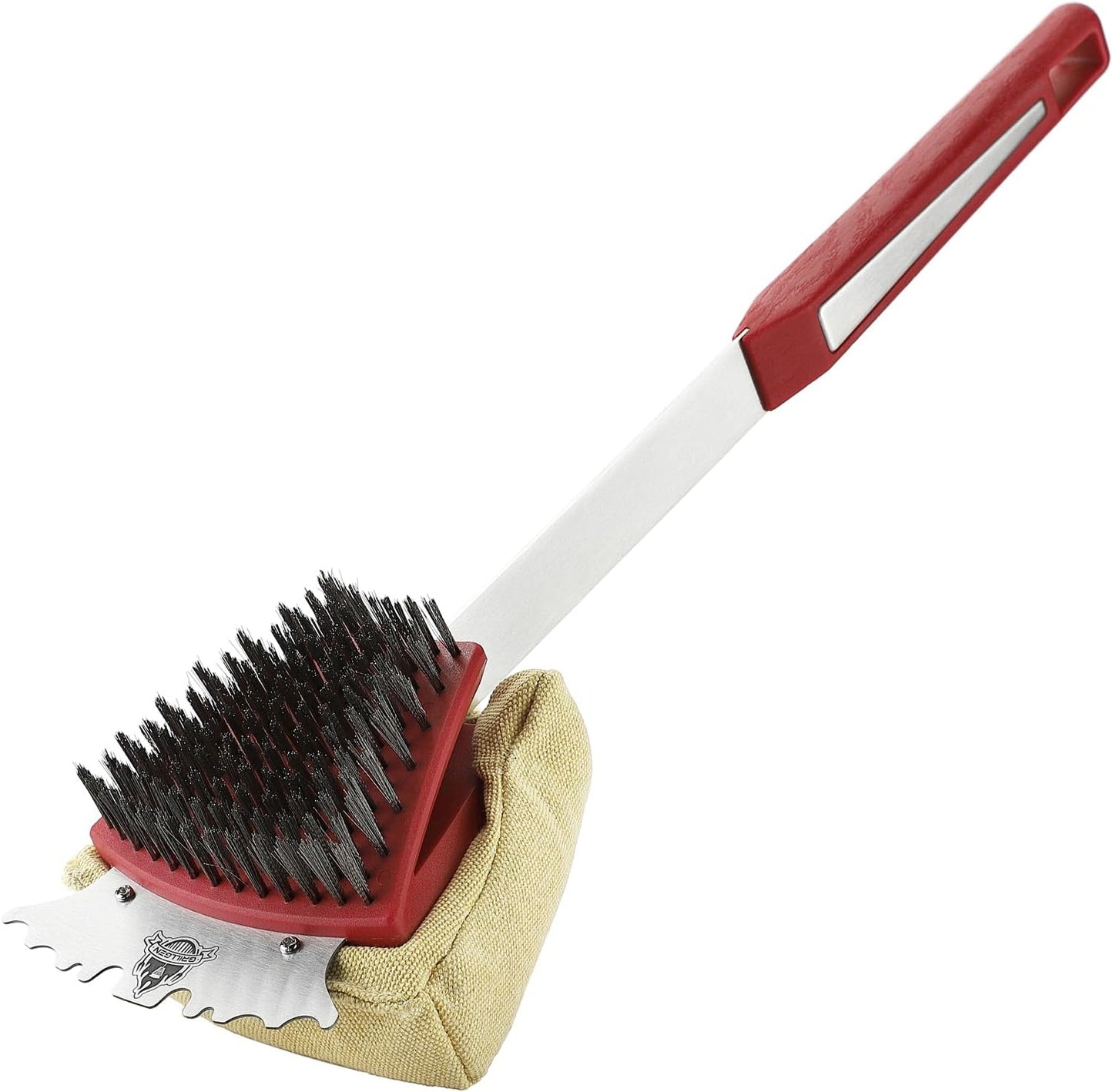 GRILLGEN Grill Brush and Scraper -Heavy Duty Double-Sided with Steam Cleaner Head for Porcelain，Cast Iron, Stainless Steel Grates, Outdoor BBQ Grill Cleaner Accessories