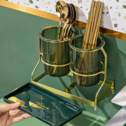 Dxcaicc 2-Piece Tableware Caddy with Metal Rack, Flatware Caddy and Cutlery Storage Organizer for Kitchen and Table