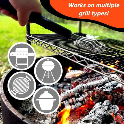 Bristle Free Grill Brush with Scraper - Safe BBQ Grill Cleaner Brush - 10-Inch BBQ Brush for Grill Cleaning Kit - Gifts for Grill Wizard