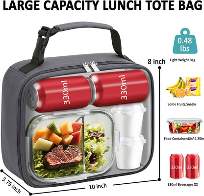 Lunch Box Kids Insulated Lunch Bag for Boys Girls Cute Reusable Lunch Tote Bag Waterproof Portable Thermal Lunch Box Kids for School Picnic Travel Black