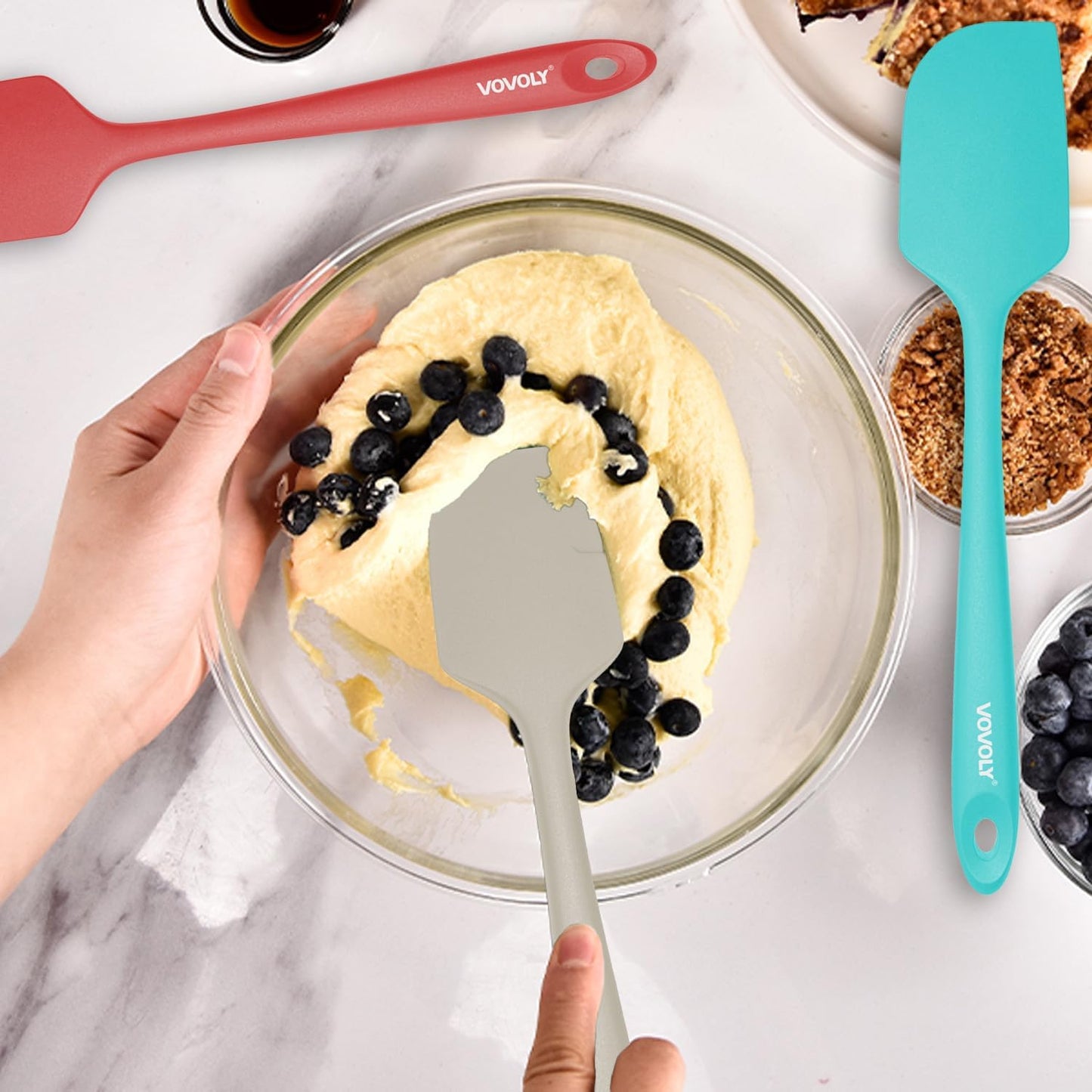 Silicone Spatula for Kitchen, 600°F Heat resistant Spatulas for Baking, Cooking, Scraping,and Mixing, Non Stick Kitchen Utensils, BPA Free, 11.2 IN, 3 Pack, Black