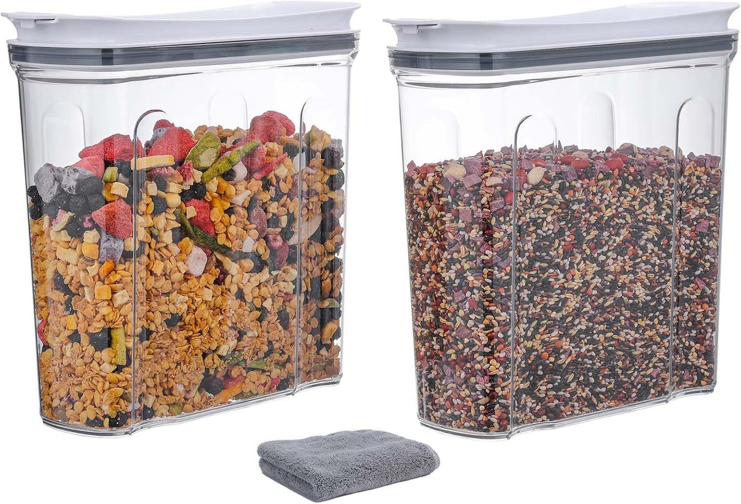 Food Dispenser Set, Airtight Food Storage Container with Lid 1.5L,2PCS BPA-FREE Plastic Pantry Organization Canisters for Nuts Quinoa Coffee and More Dry Food in Kitchen