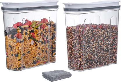 Food Dispenser Set, Airtight Food Storage Container with Lid 1.5L,2PCS BPA-FREE Plastic Pantry Organization Canisters for Nuts Quinoa Coffee and More Dry Food in Kitchen